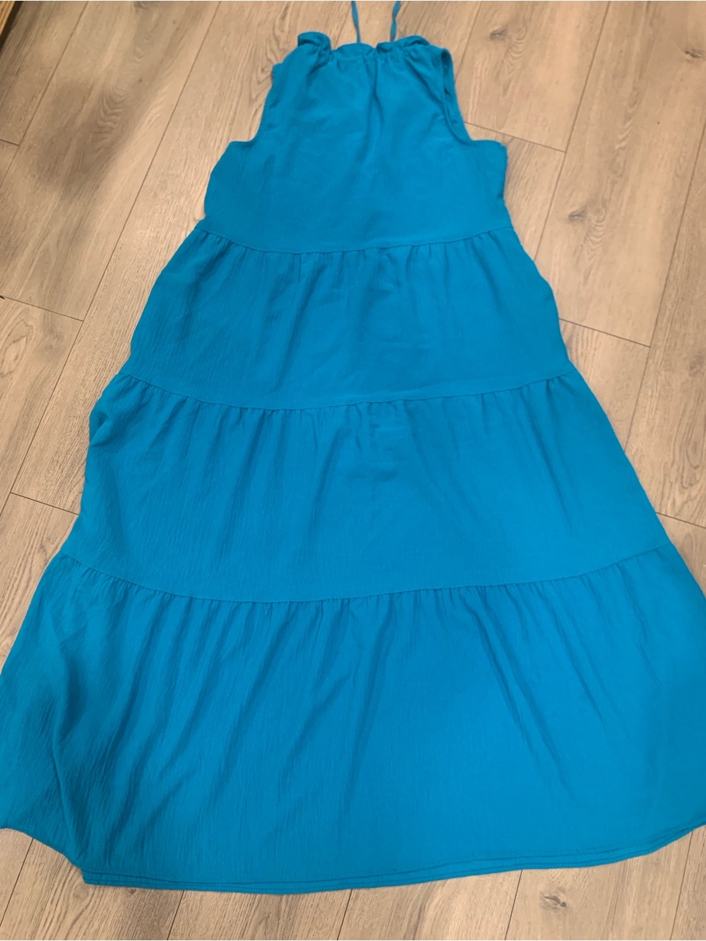 Max Studio Teal Sleeveless Midi Dress with Tassel Tie - Picture 4 of 5